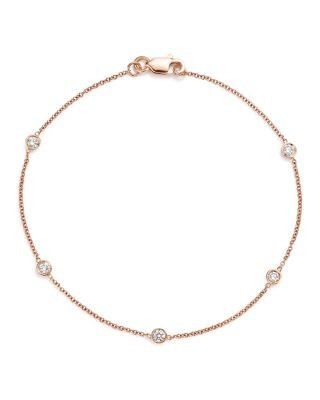 Diamond Station Bracelet in 14K Rose Gold, .25 tcw