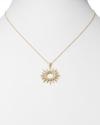 Bloomingdale's Fine Collection Diamond Sun Pendant Necklace in 14K Yellow Gold, 0.75 tcw