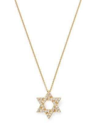 Bloomingdale's Fine Collection Diamond Star of David Pendant Necklace in 14K Yellow Gold, 0.50 tcw