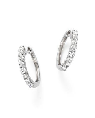 Diamond Hoop Earrings in 14K White Gold, 0.60 tcw