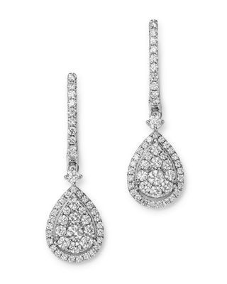 Bloomingdale's Fine Collection Diamond Teardrop Earrings in 14K White Gold, 1.0 tcw