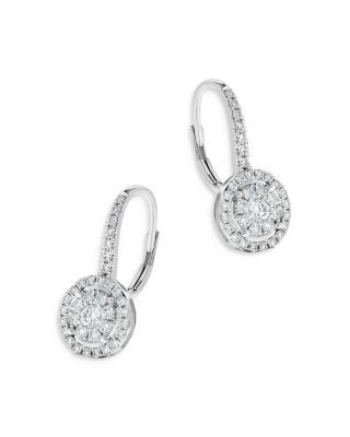 Bloomingdale's Fine Collection Diamond Double Halo Earrings in 14K White Gold, 0.75 tcw