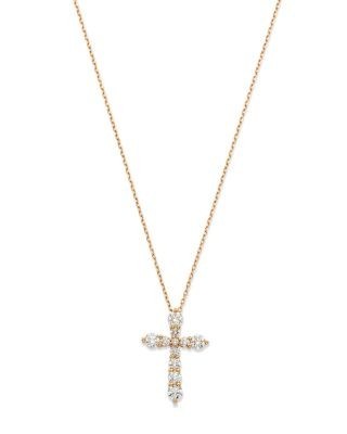 Bloomingdale's Fine Collection Diamond Cross Pendant Necklace in 14K Yellow Gold, 1.0 tcw