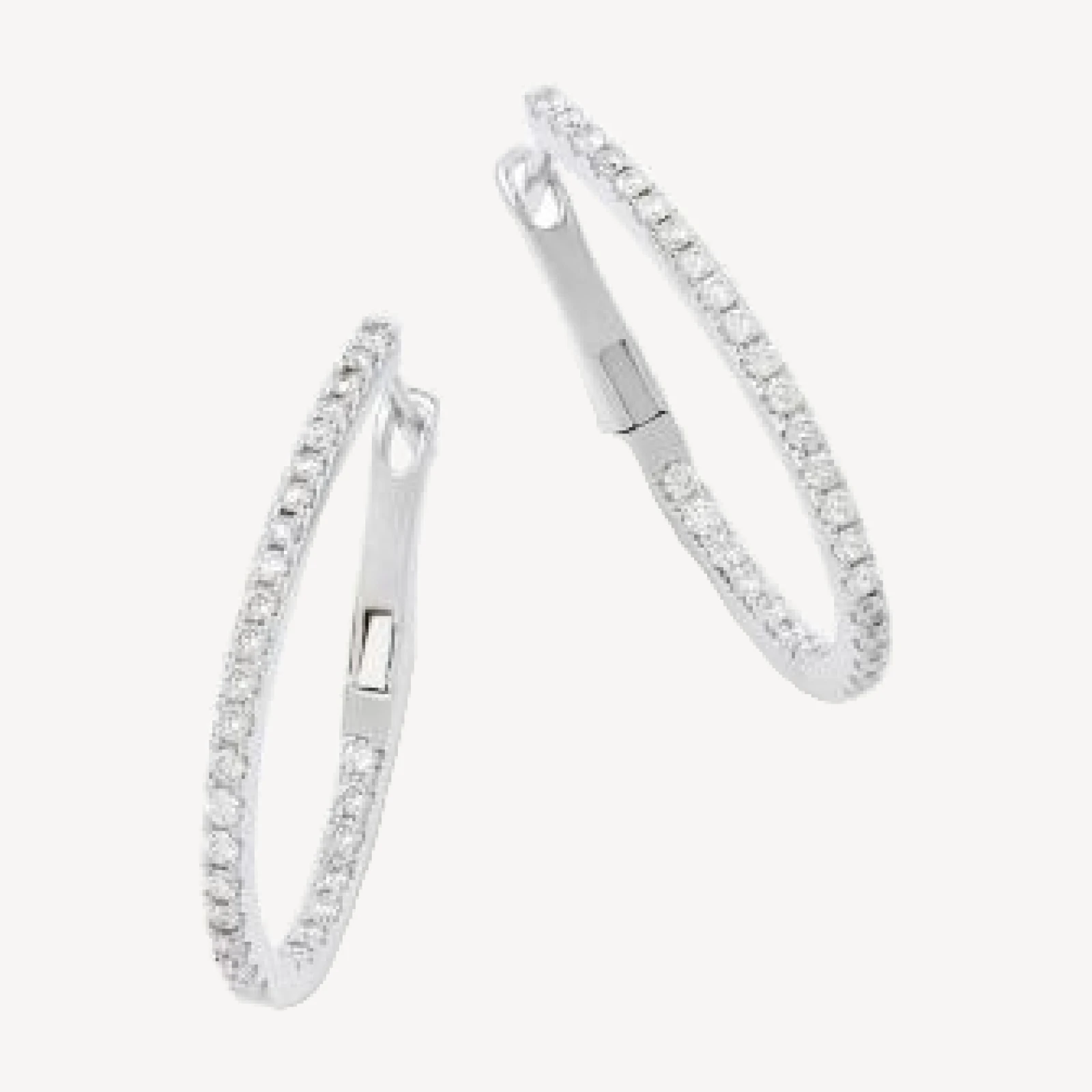 Bloomingdale's Fine Collection Diamond Inside Out Oval Hoop Earrings in 14K White Gold, 0.75 tcw
