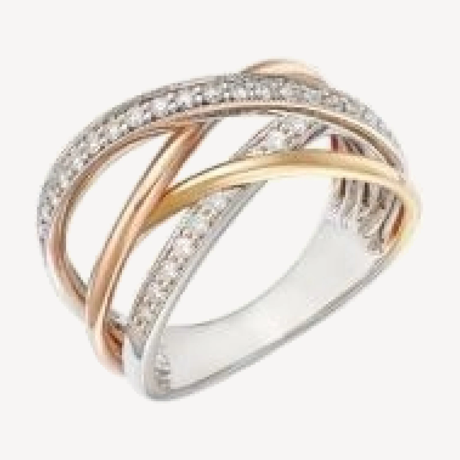 Bloomingdale's Fine Collection Diamond Crossover Ring in 14K White, Rose & Yellow Gold, 0.30 tcw