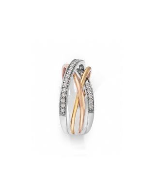 Bloomingdale's Fine Collection Diamond Crossover Ring in 14K White, Rose & Yellow Gold, 0.30 tcw