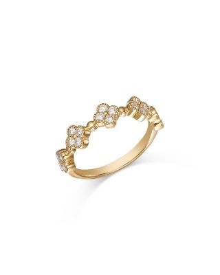 Bloomingdale's Fine Collection 14K Yellow Gold Diamond Clover Band Ring, 0.50 tcw
