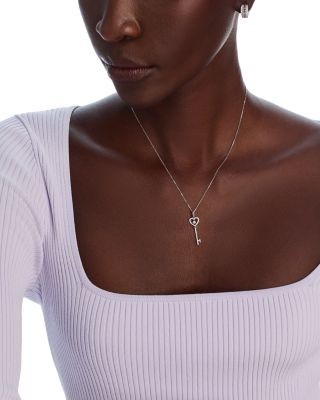 Bloomingdale's Fine Collection Diamond Key Pendant Necklace in 14K White Gold, 0.20 tcw