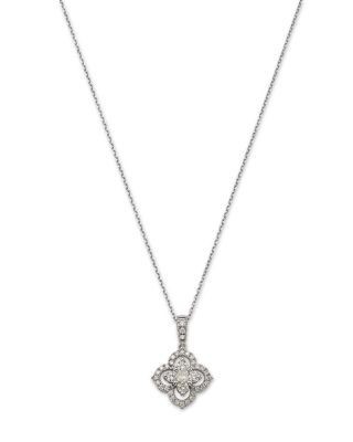 Bloomingdale's Fine Collection Diamond Clover Pendant Necklace in 14K White Gold, 0.50 ct. t. w