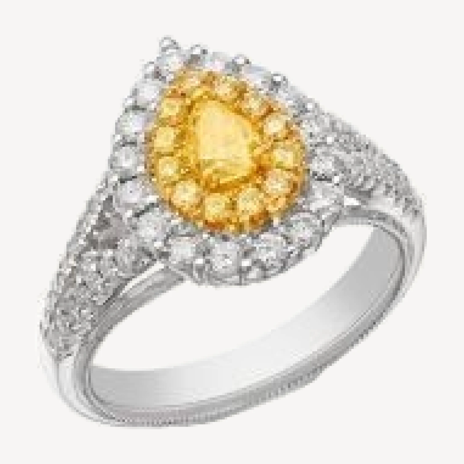 Bloomingdale's Fine Collection Yellow & White Diamond Pear Halo Ring in 18K Yellow & White Gold, 1.22 tcw