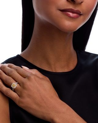 Bloomingdale's Fine Collection White & Yellow Diamond Cushion Square Halo Ring in 18K Yellow & White Gold, 1.15 tcw