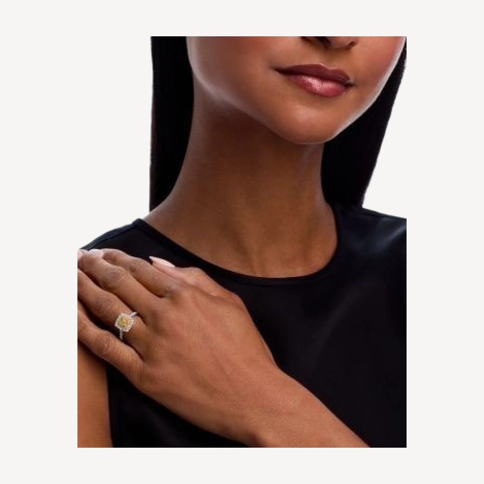 Bloomingdale's Fine Collection White & Yellow Diamond Cushion Square Halo Ring in 18K Yellow & White Gold, 1.15 tcw