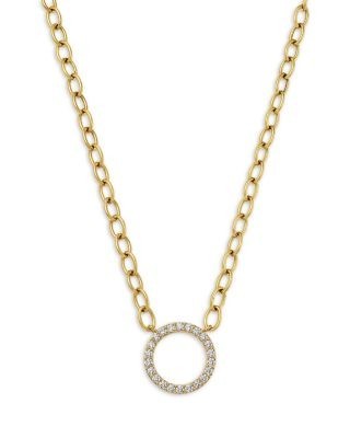 Bloomingdale's Fine Collection Diamond Circle Pendant Necklace in 14K Yellow Gold, 1.0 tcw