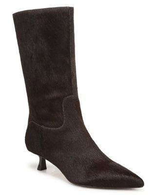 Sam Edelman Women's Ramona Calf Hair Kitten Heel Mid Calf Boots
