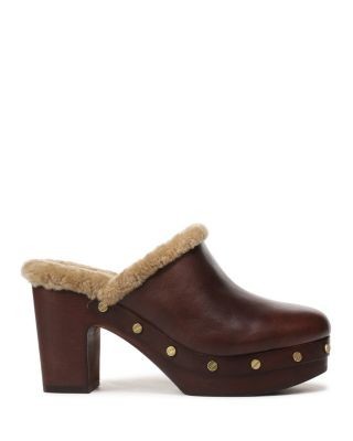 Veronica Beard Women's Larken Shearling Lined Leather Clogs