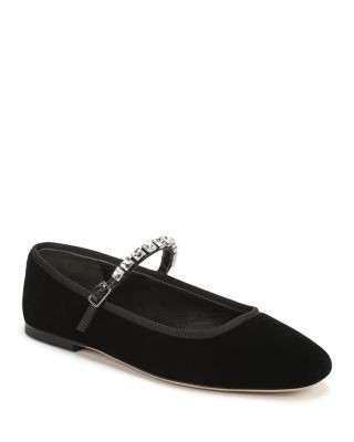 Veronica Beard Women's Ellie Crystal & Velvet Mary Jane Flats