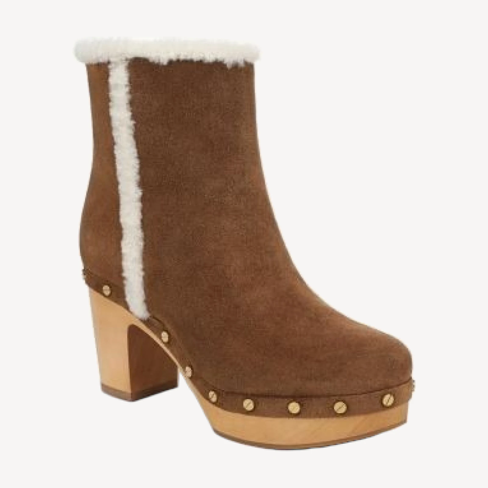 Veronica Beard Women's Loreen Faux Fur Trim Suede Clog Boots