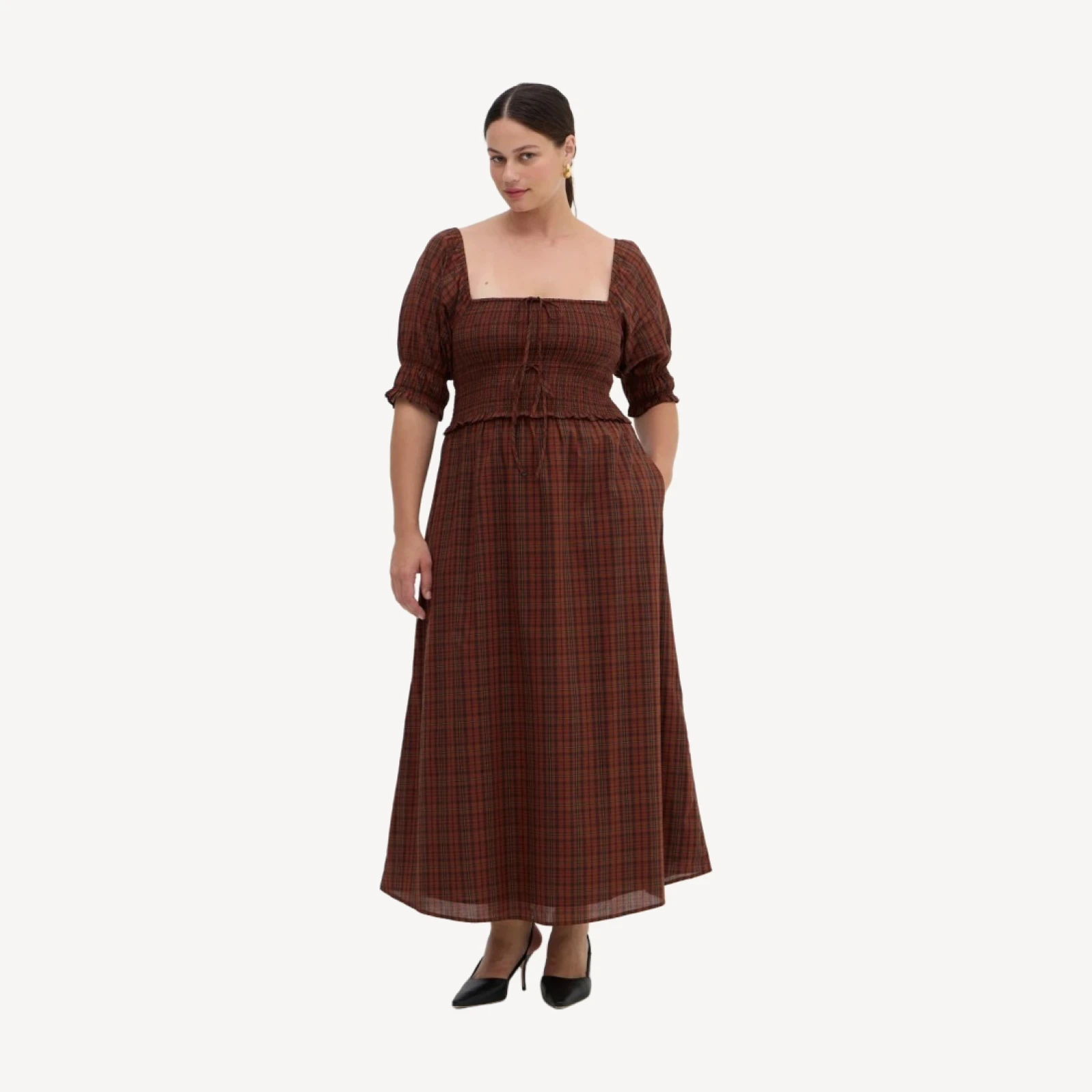 The Malene Nap Dress - Chestnut Plaid