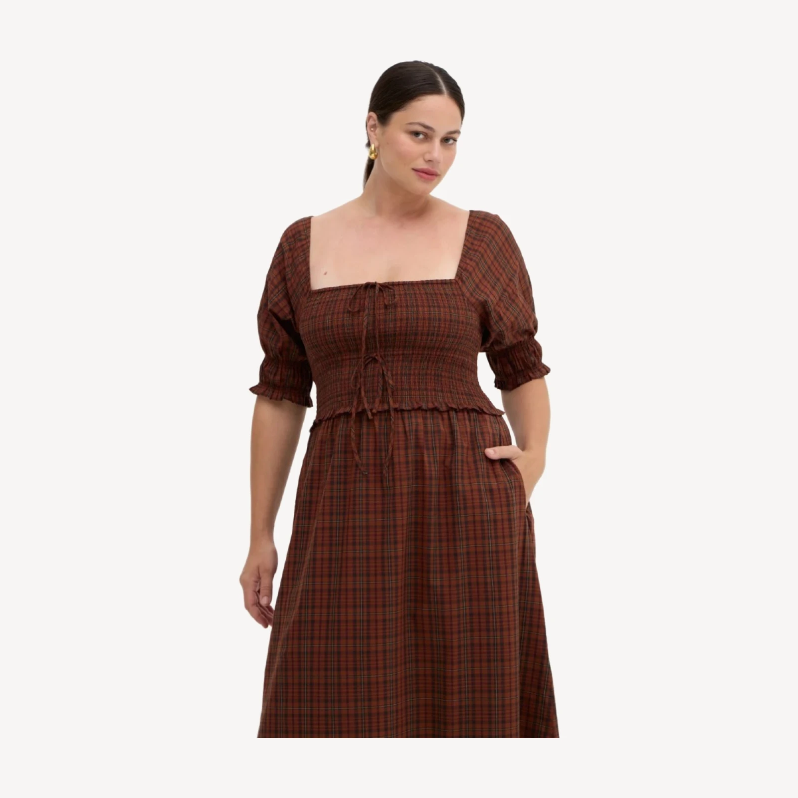 The Malene Nap Dress - Chestnut Plaid