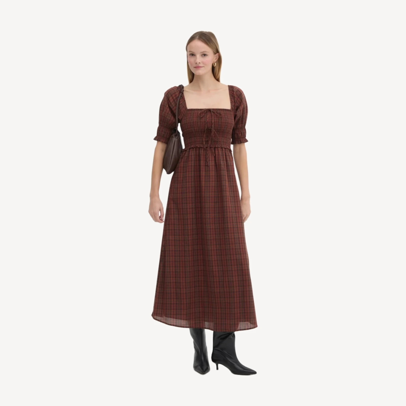 The Malene Nap Dress - Chestnut Plaid