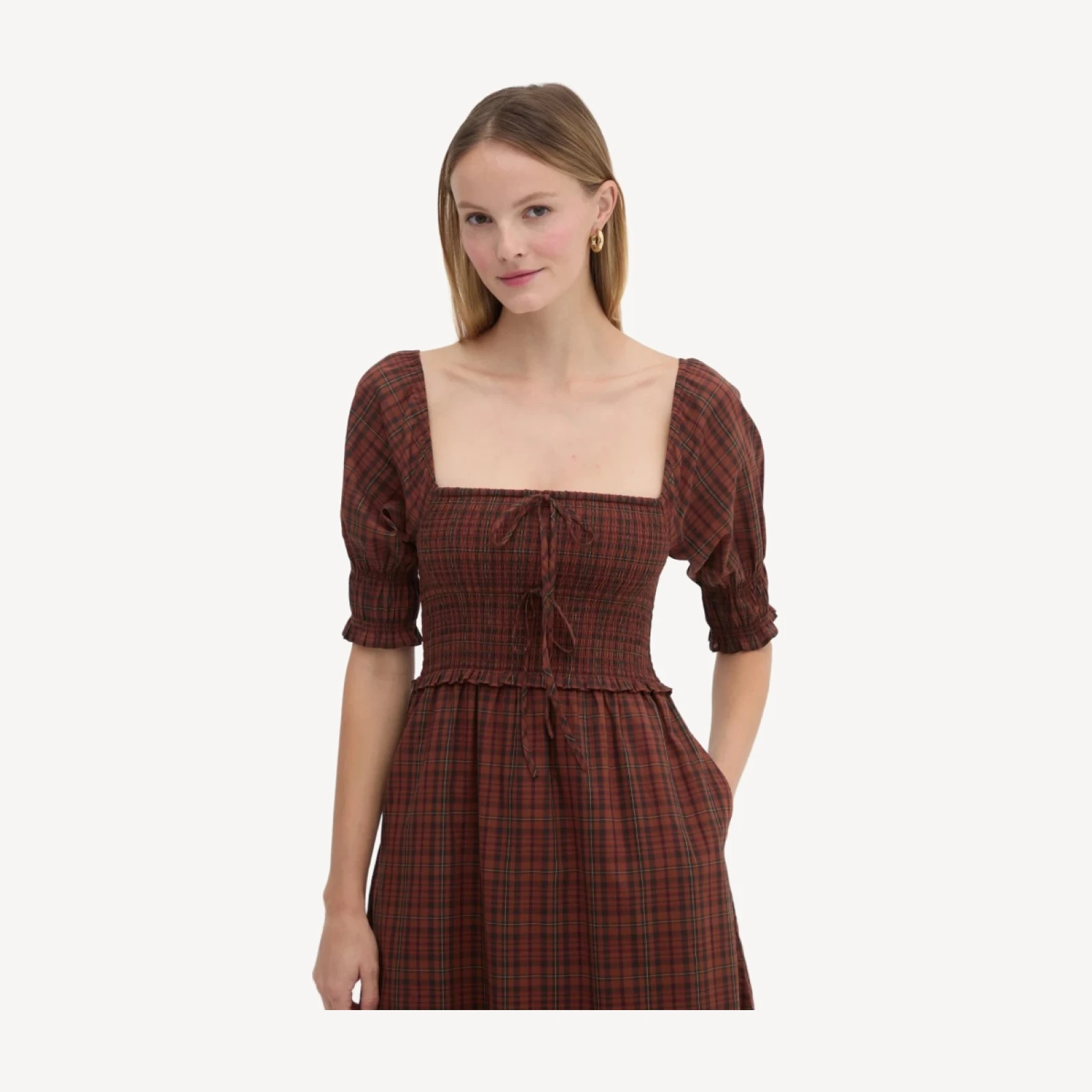 The Malene Nap Dress - Chestnut Plaid