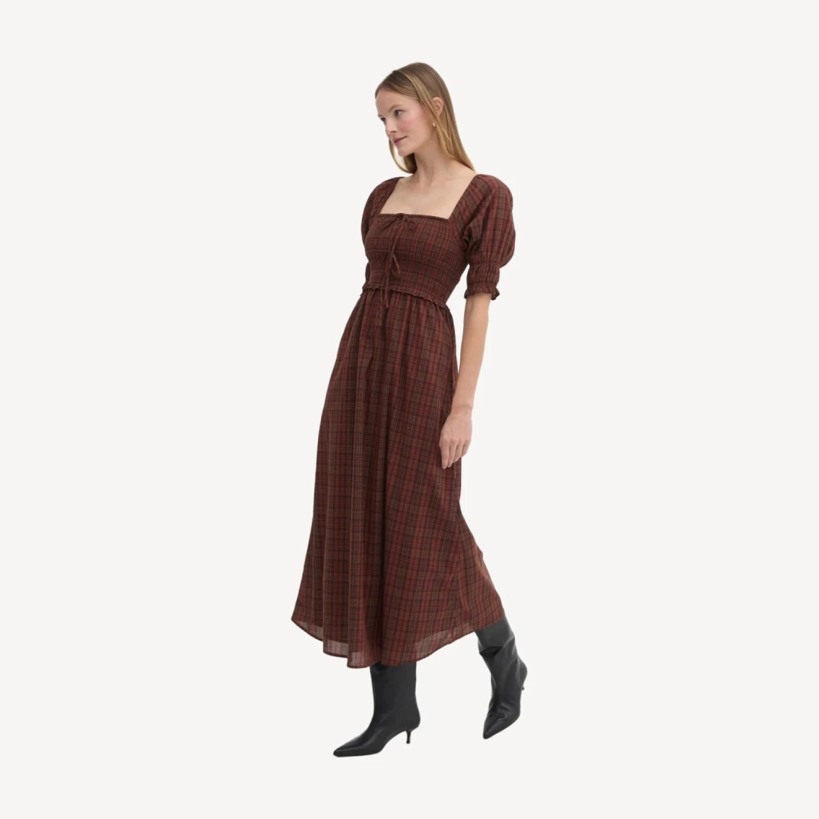 The Malene Nap Dress - Chestnut Plaid