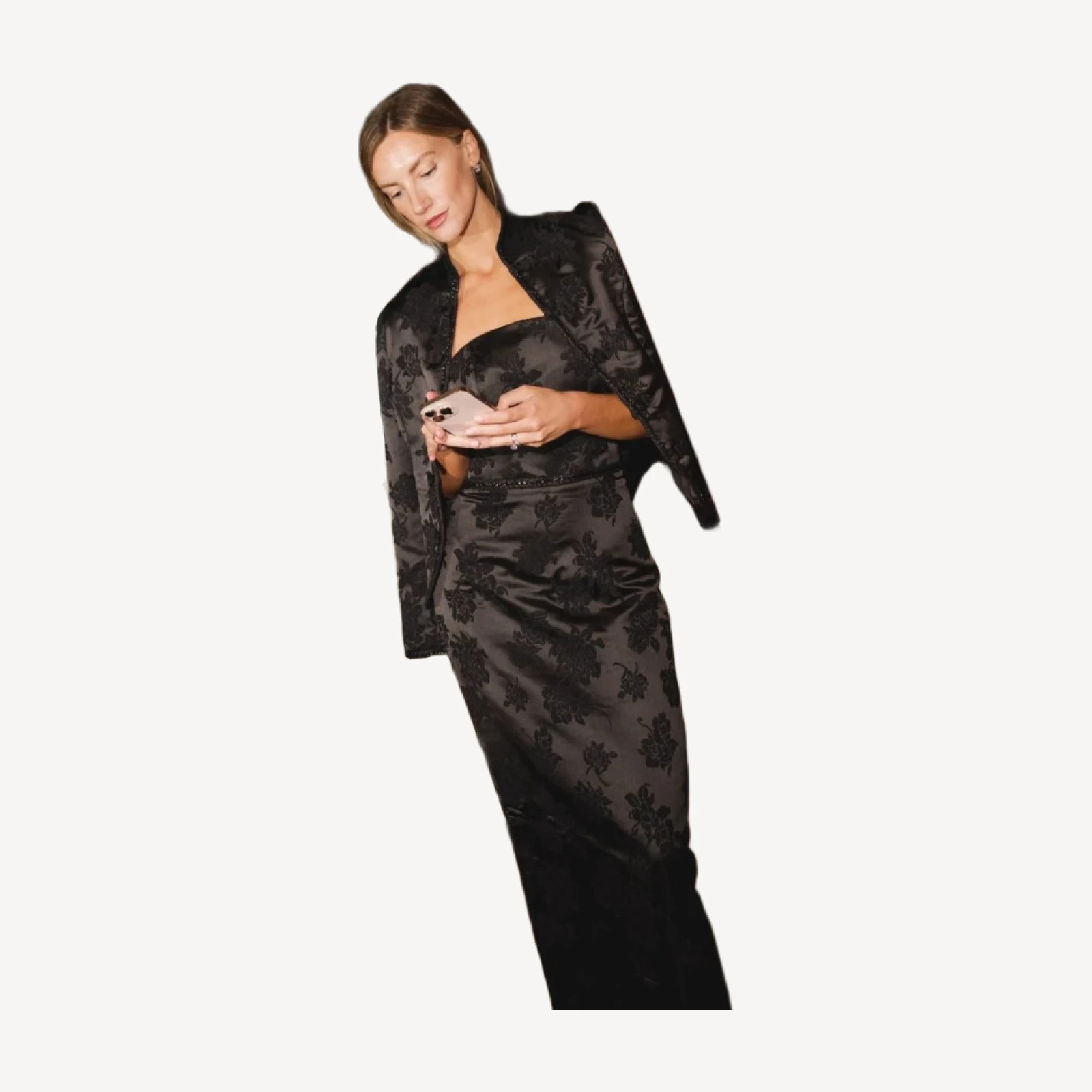The Alberta Dress - Midnight Flocked Brocade