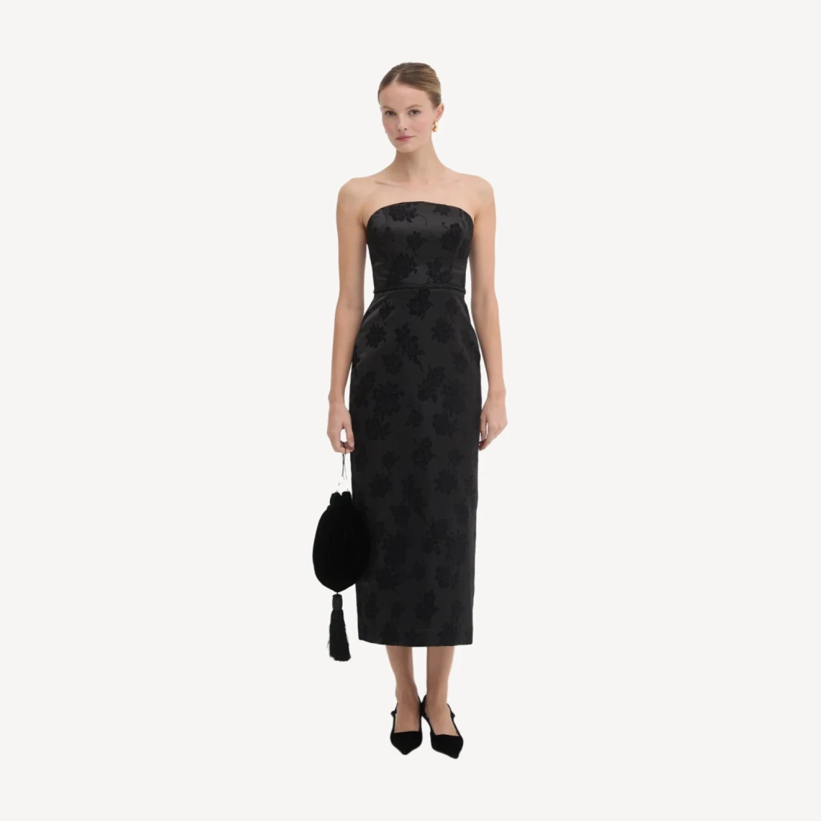 The Alberta Dress - Midnight Flocked Brocade