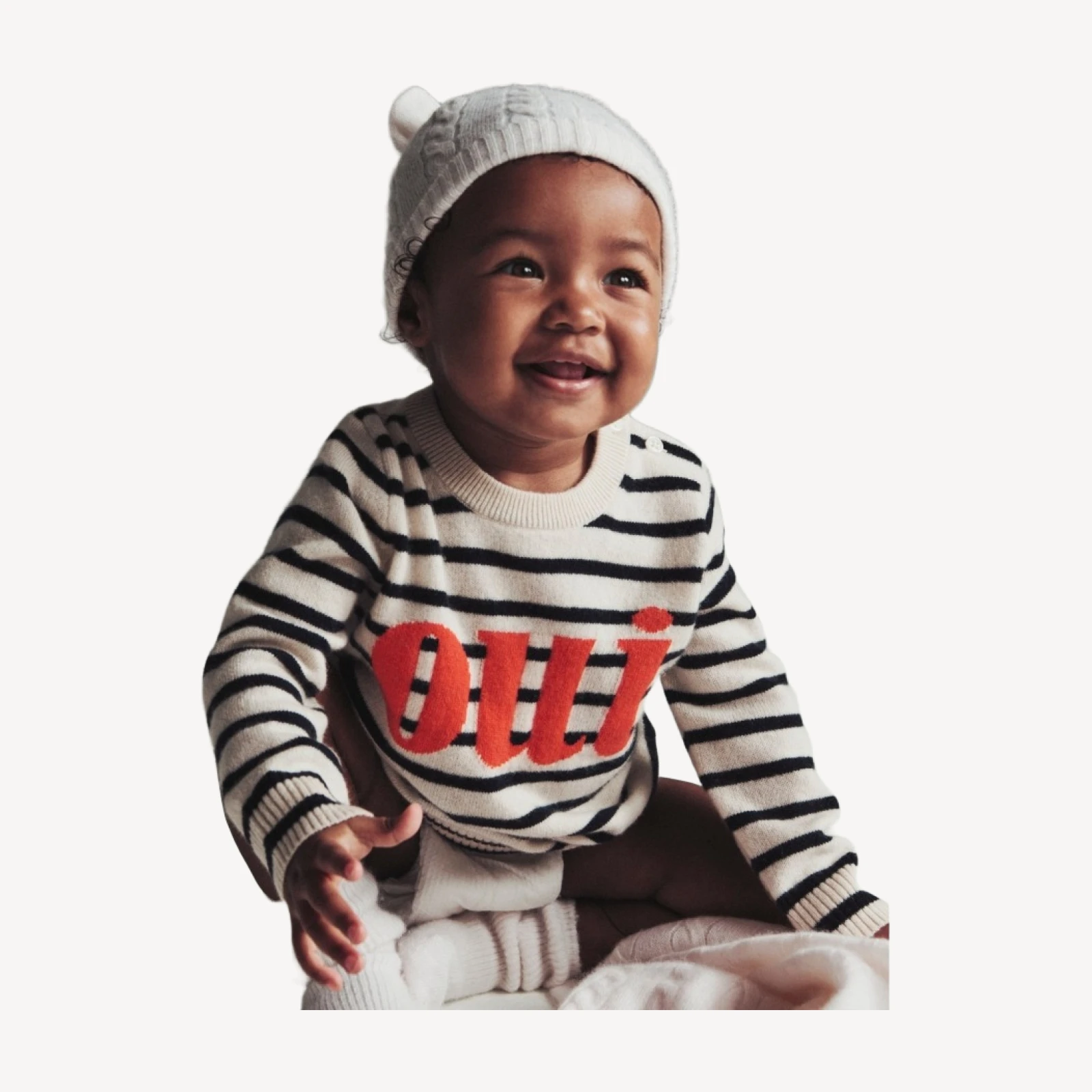 Limited-edition baby cashmere "oui" crewneck sweater