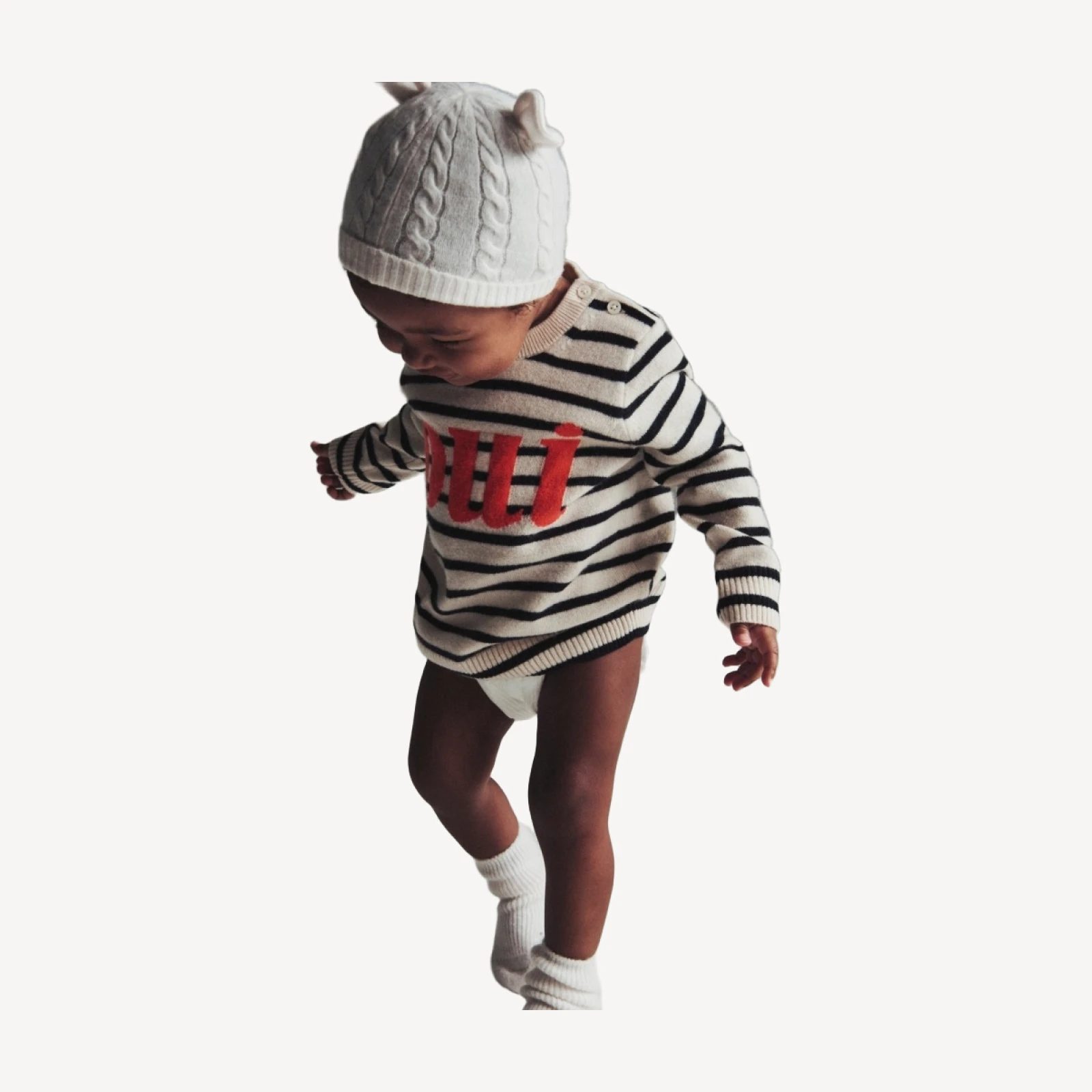 Limited-edition baby cashmere "oui" crewneck sweater