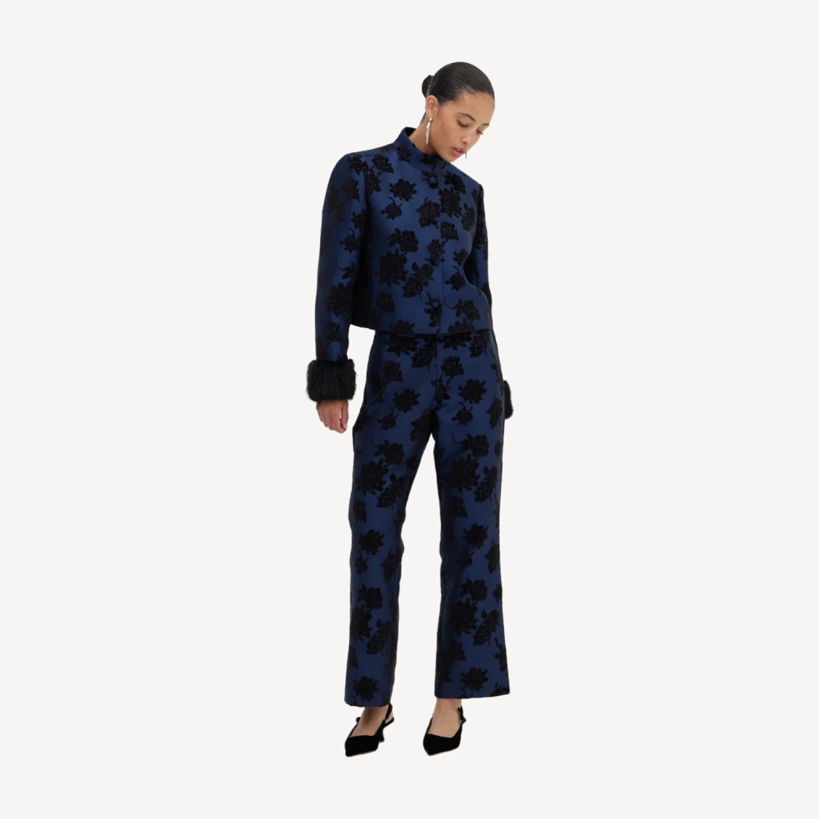 The Annina Pant - Twilight Flocked Brocade