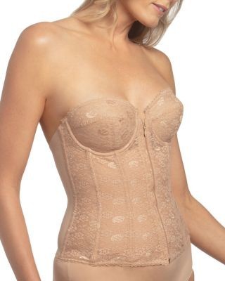 Dominique Intimates Francesca Lace Front Closure Strapless Longline Corset Bra