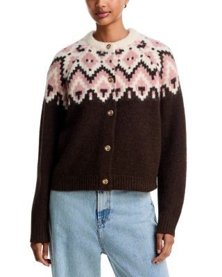 Aqua Fair Isle Crewneck Cardigan - Exclusive