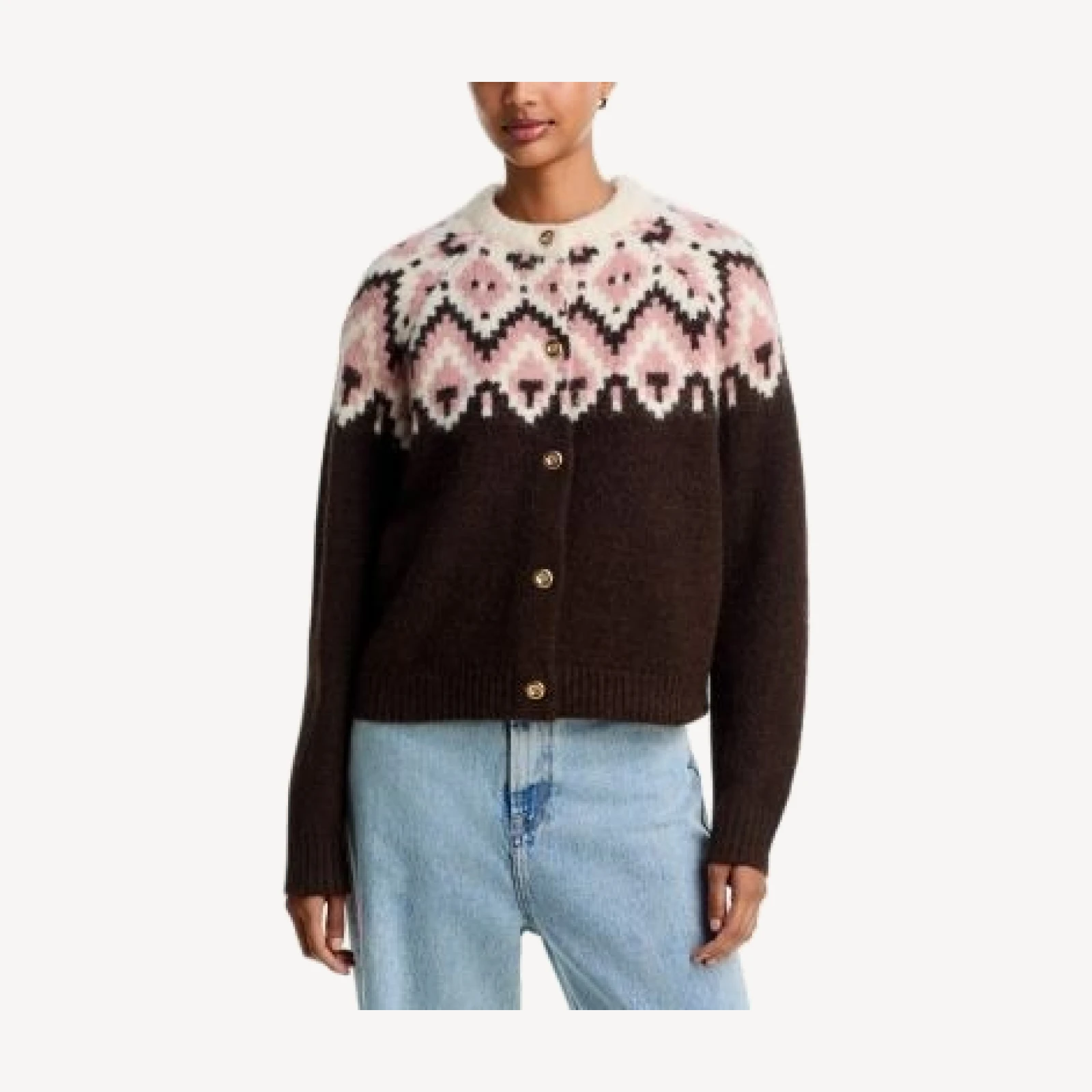 Aqua Fair Isle Crewneck Cardigan - Exclusive