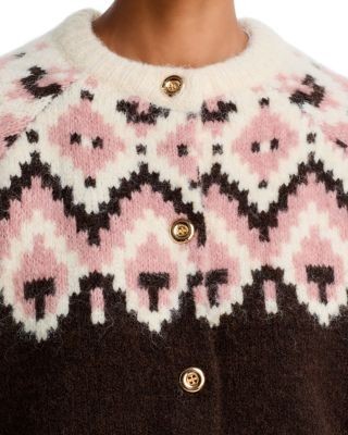 Aqua Fair Isle Crewneck Cardigan - Exclusive
