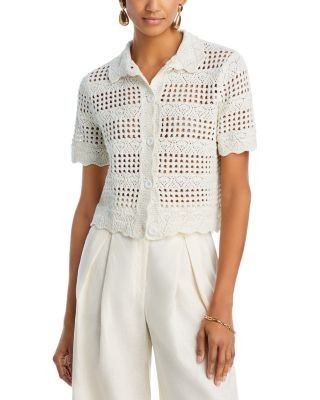 Aqua Crochet Knit Shirt - Exclusive