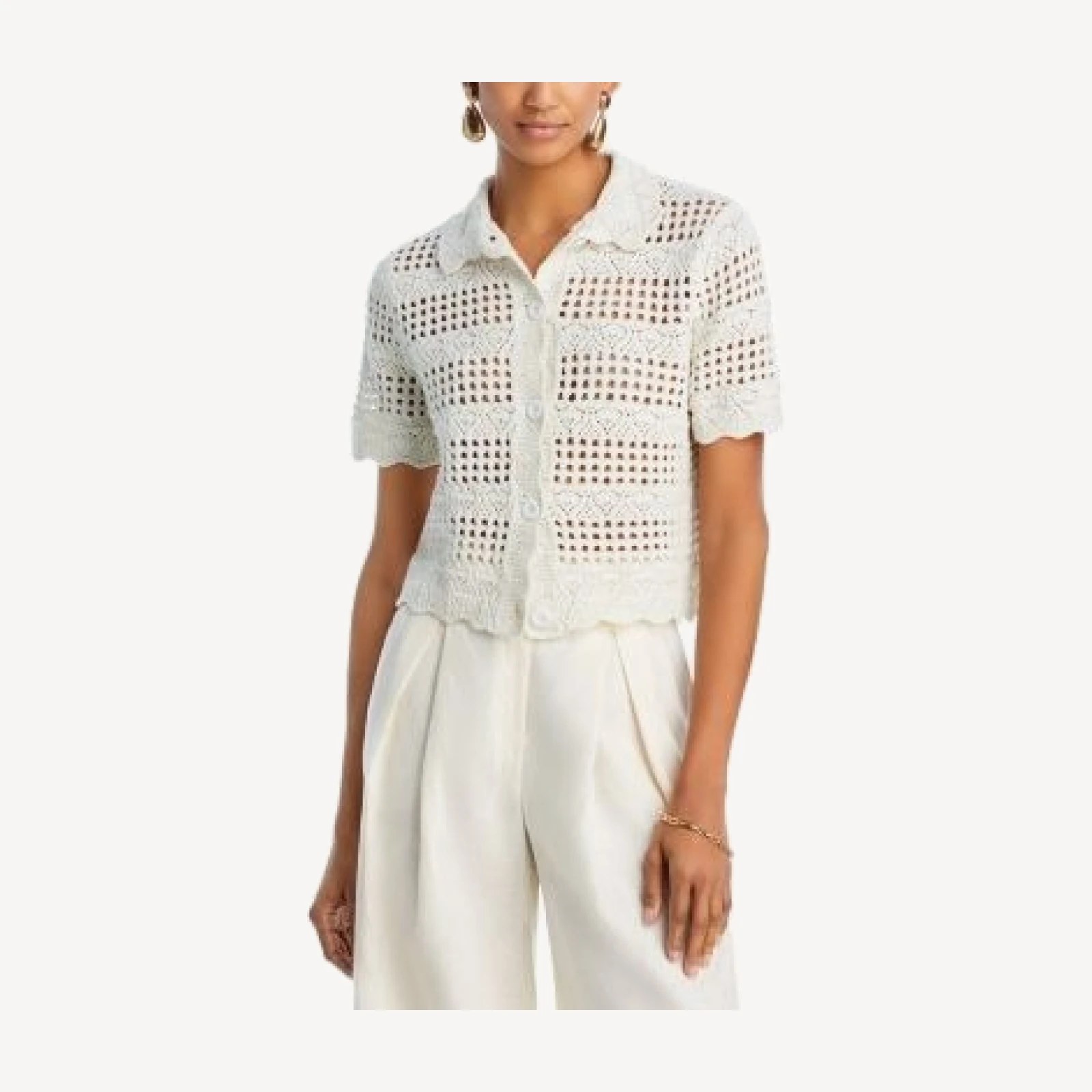 Aqua Crochet Knit Shirt - Exclusive