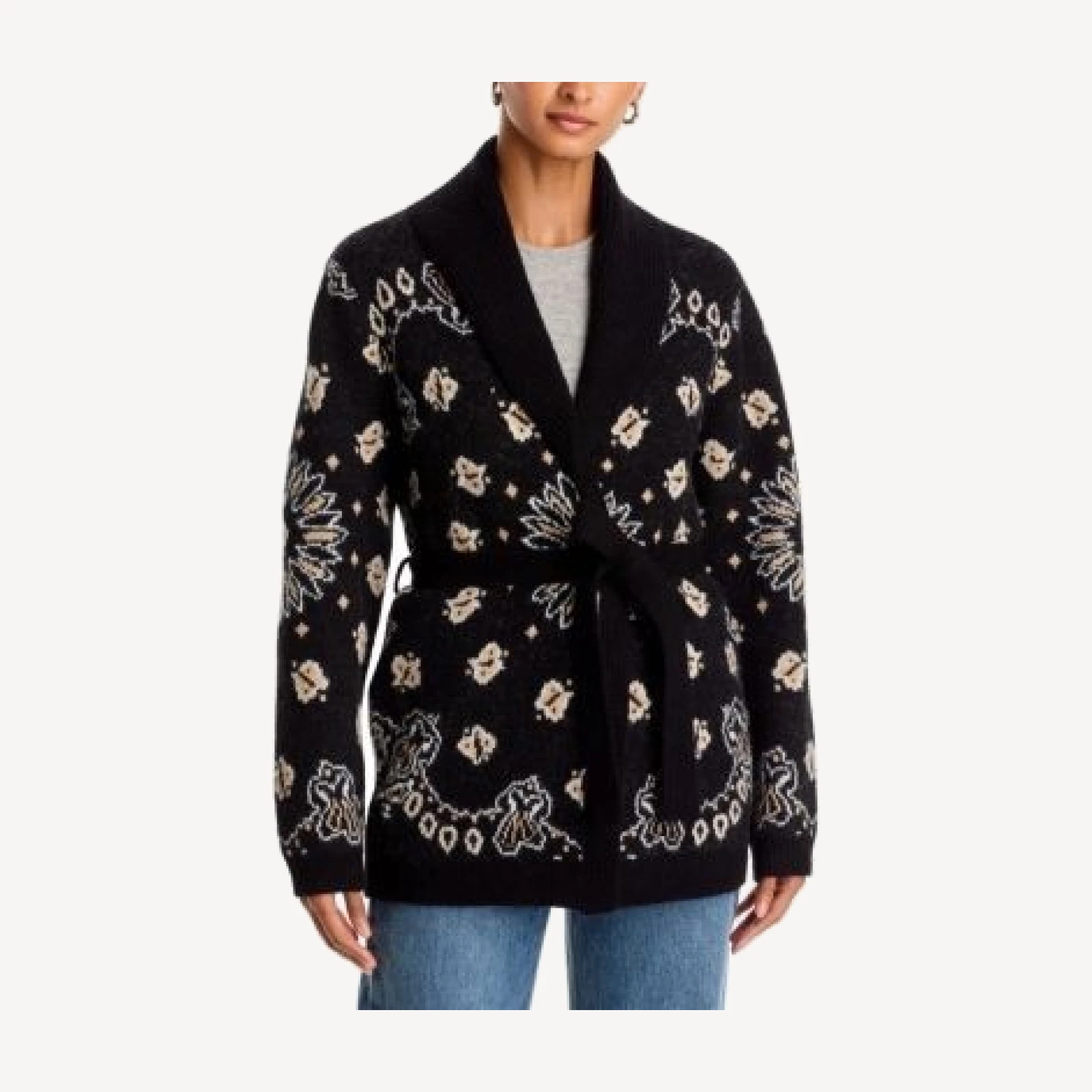 Aqua Shawl Collar Belted Cardigan - Exclusive