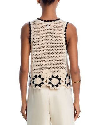 Aqua Crocheted Sleeveless Sweater