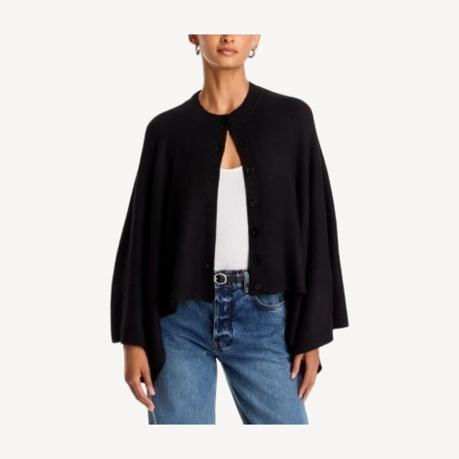 Aqua Cape Sleeve Crewneck Cardigan - Exclusive