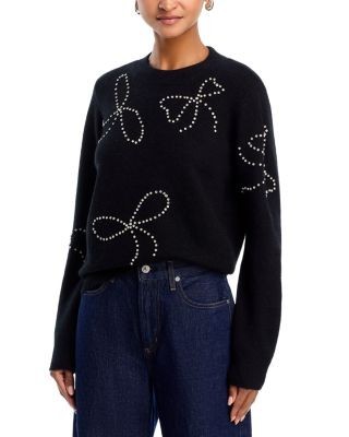 Aqua Rhinestone Bow Sweater - Exclusive