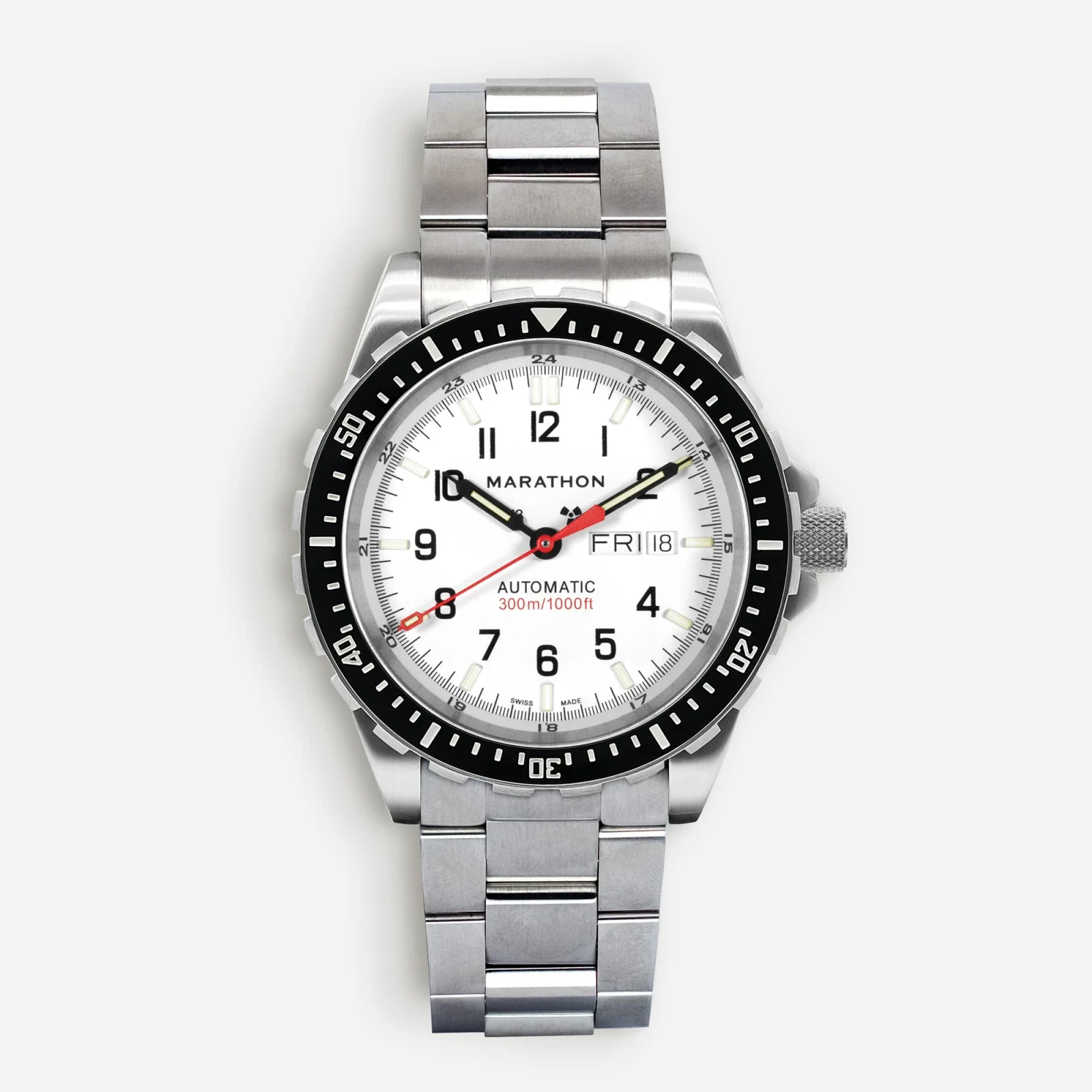 Marathon Watch Company™ Arctic-Edition Jumbo Day/Date Automatic with Stainless Steel Bracelet