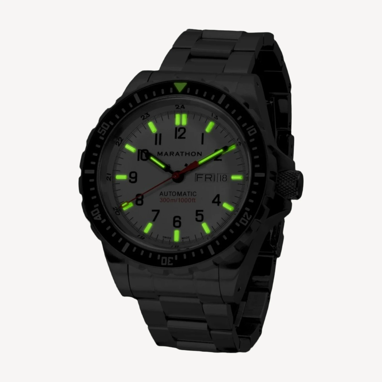 Marathon Watch Company™ Arctic-Edition Jumbo Day/Date Automatic with Stainless Steel Bracelet