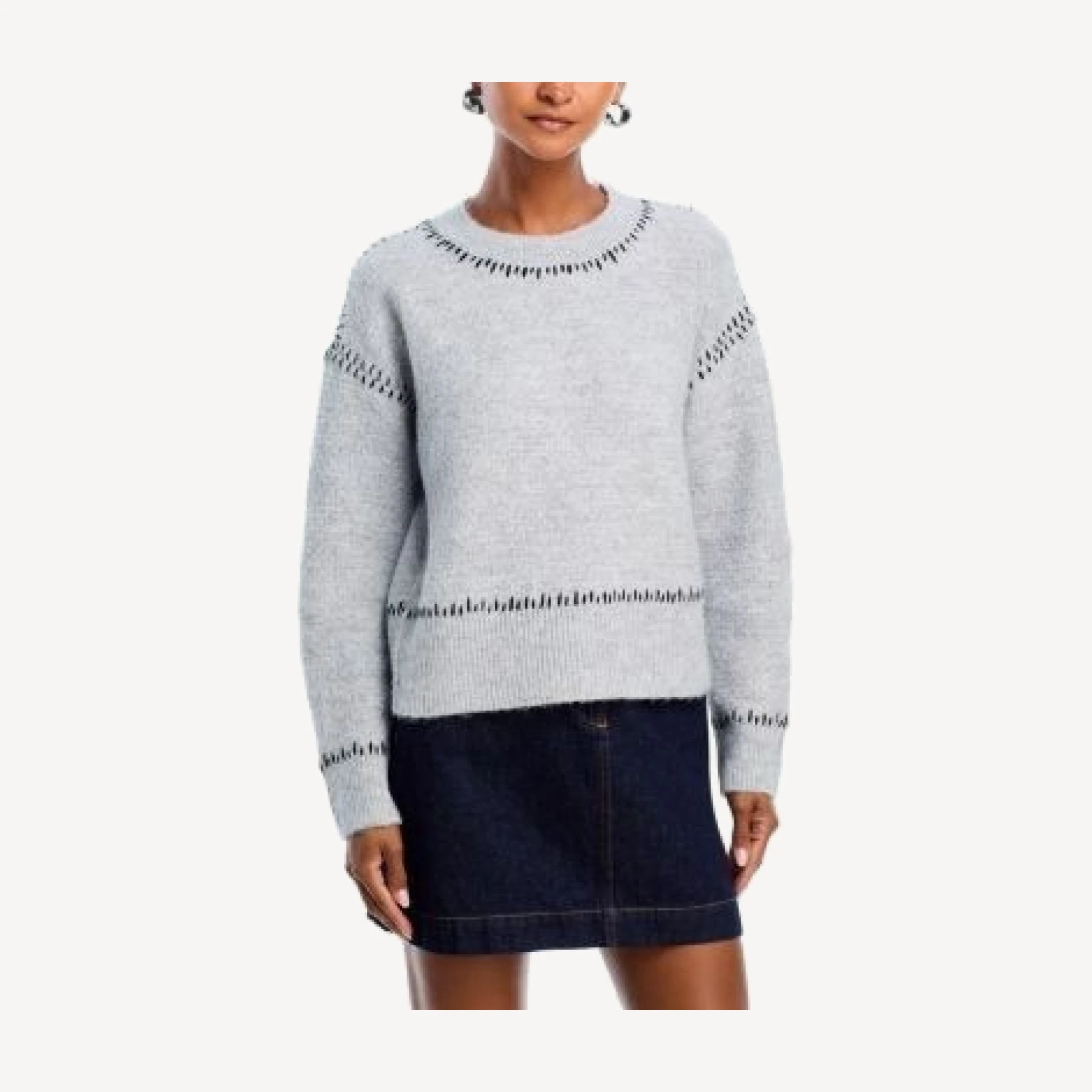 Aqua Contrast Stitch Sweater - Exclusive