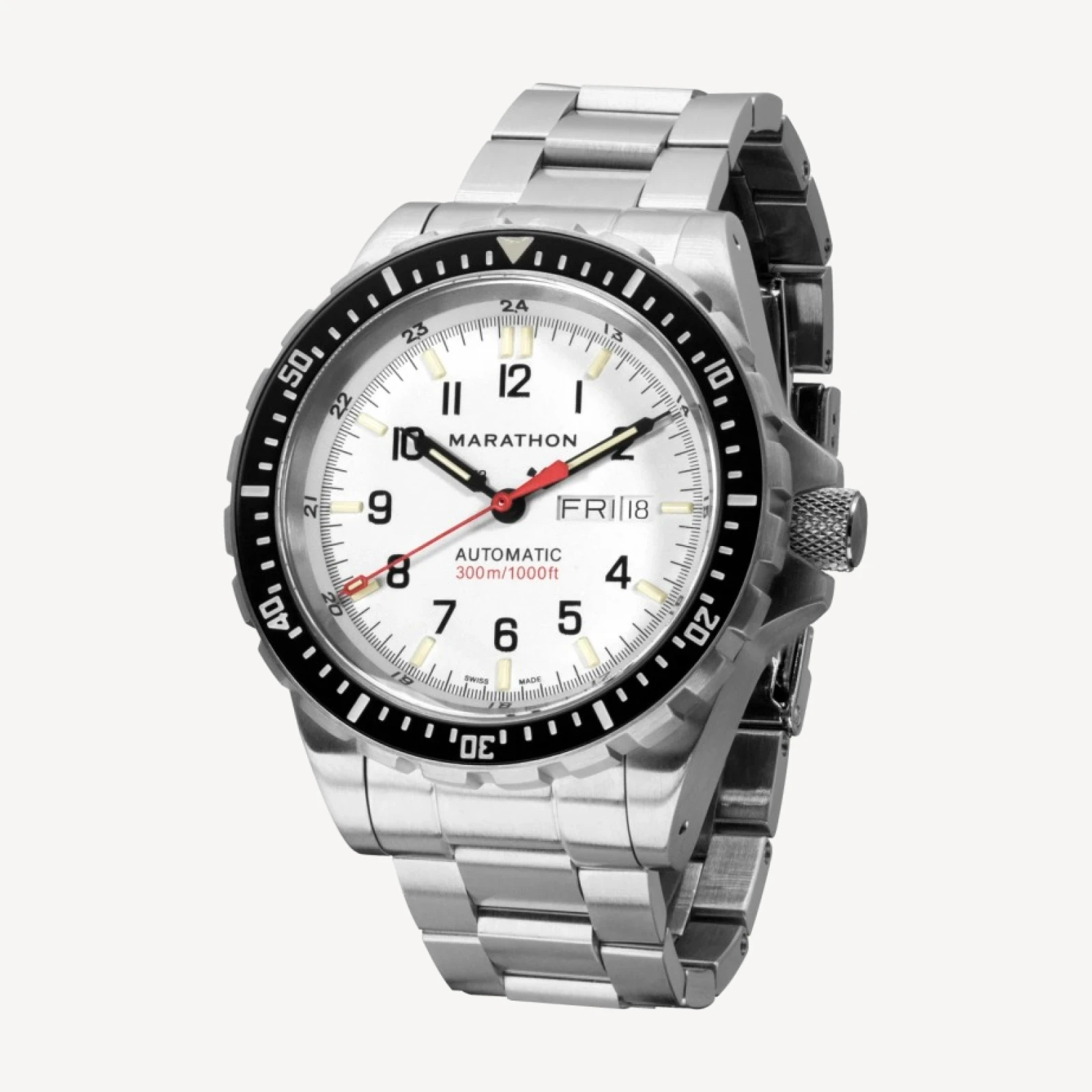 Marathon Watch Company™ Arctic-Edition Jumbo Day/Date Automatic with Stainless Steel Bracelet