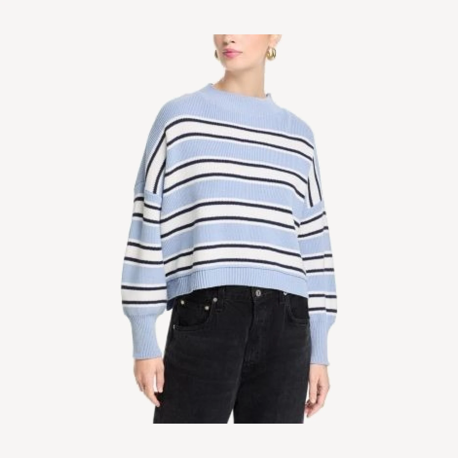 Aqua Stripe Drop Shoulder Sweater - Exclusive