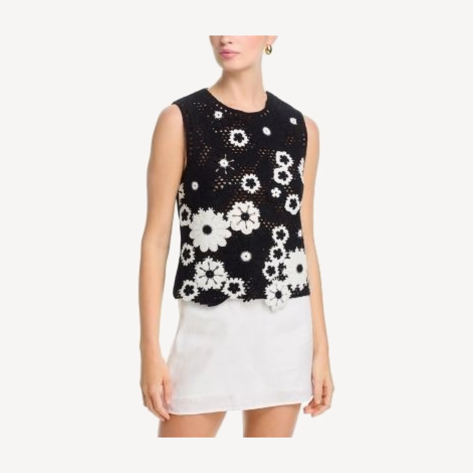 Aqua Floral Crochet Tank Top - Exclusive