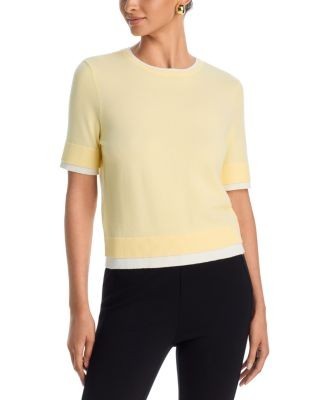 Aqua Double Layer Short Sleeve Crewneck Sweater - Exclusive