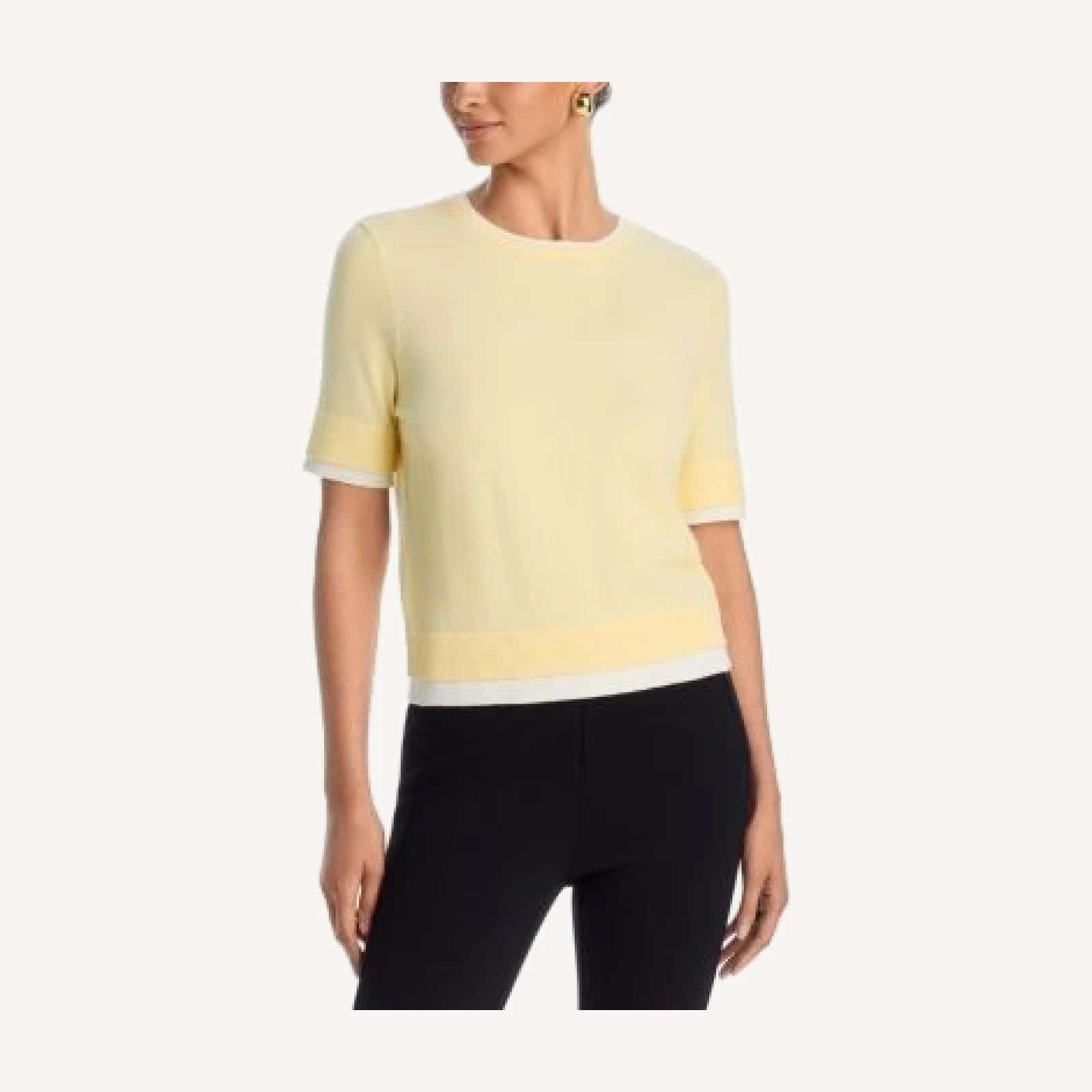 Aqua Double Layer Short Sleeve Crewneck Sweater - Exclusive