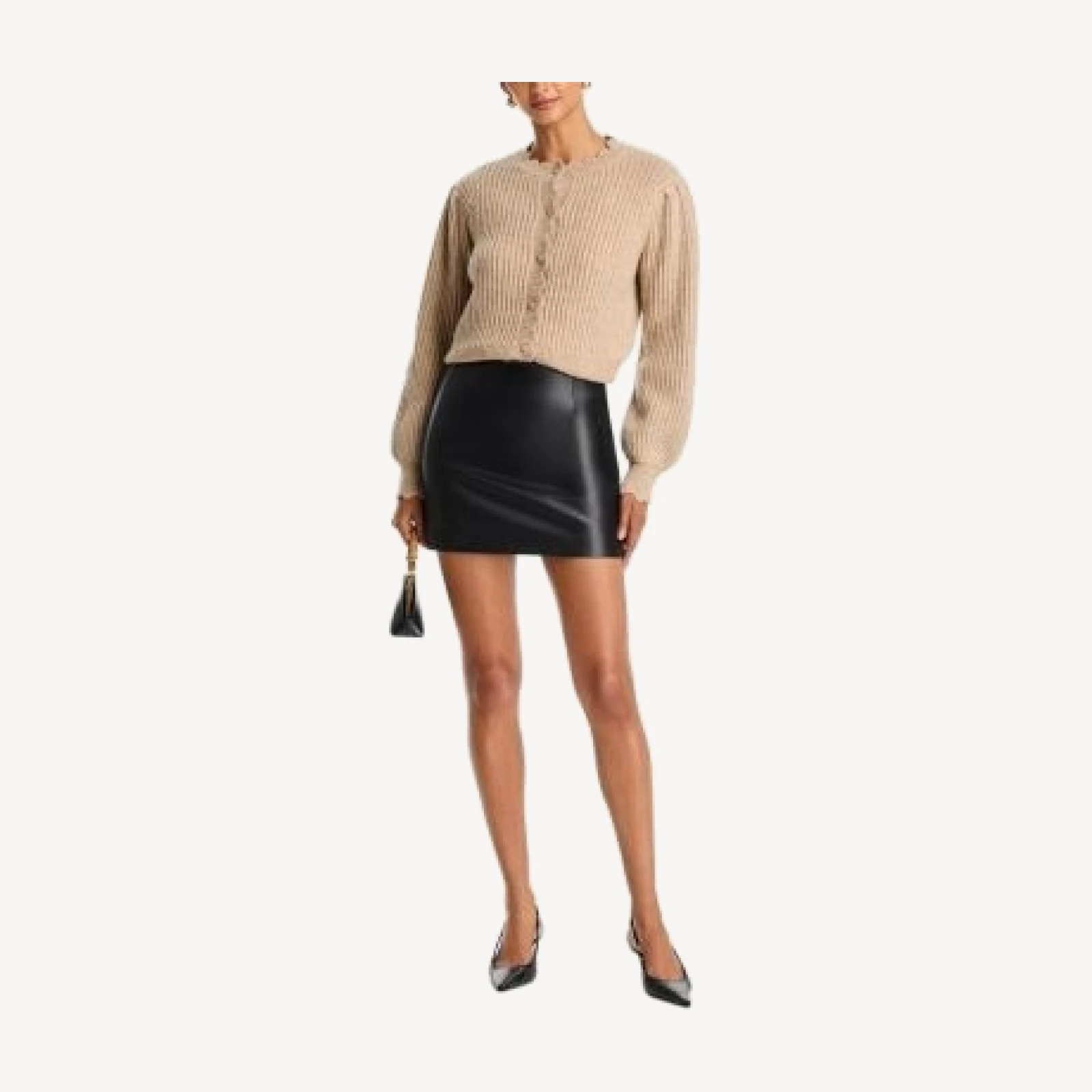 Aqua Trudy Scalloped Ribbed Cardigan - Exclusive